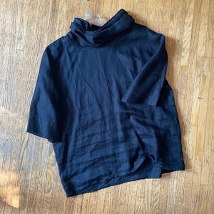 100% Linen Black Women's Cowl Neck